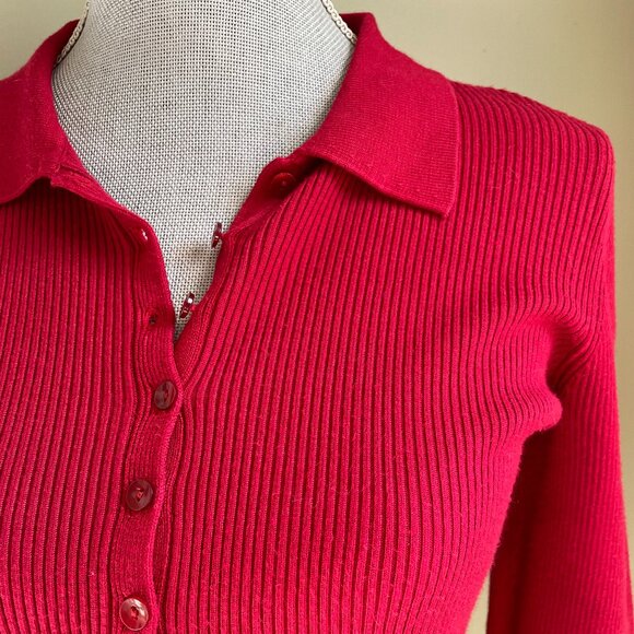 I.N.C. Red Pull Over Sweater Cropped Size Medium - Picture 4 of 5